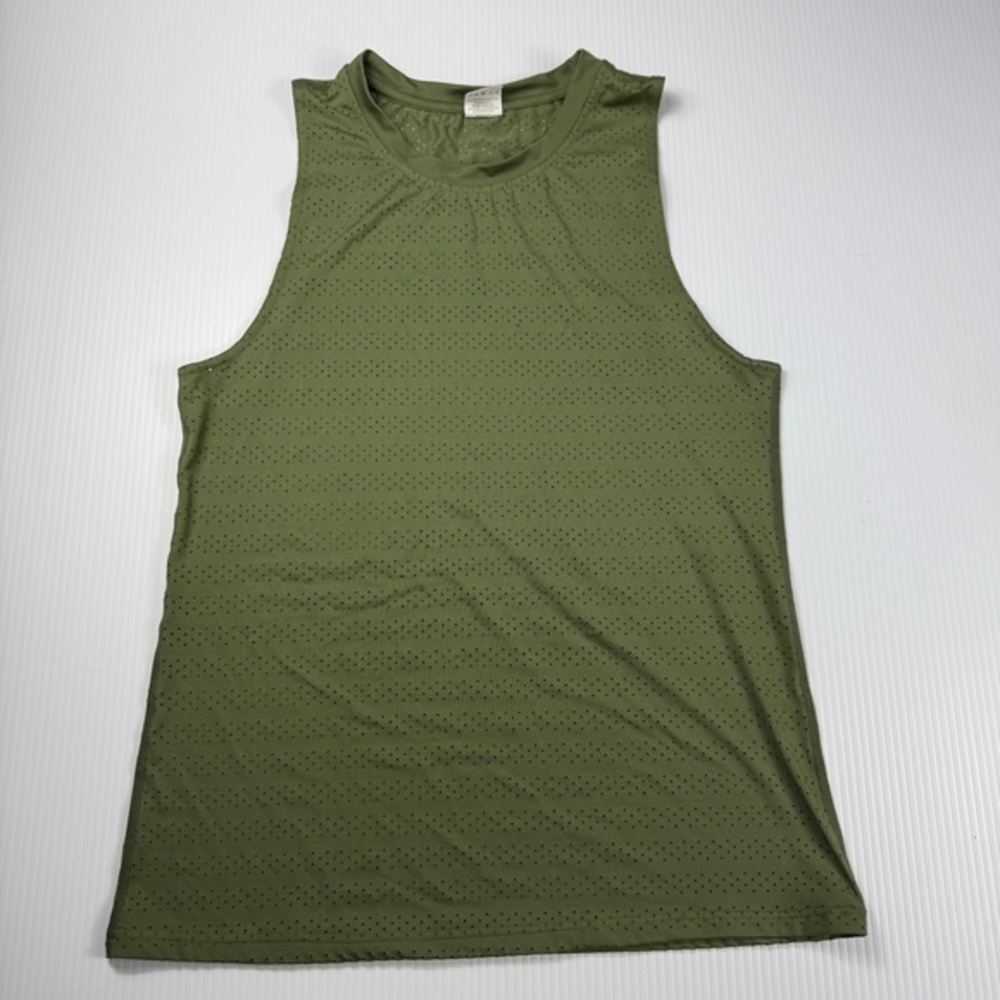 Zyia Active Tank Top Sleeveless Athletic Perforated Olive Green Mens M